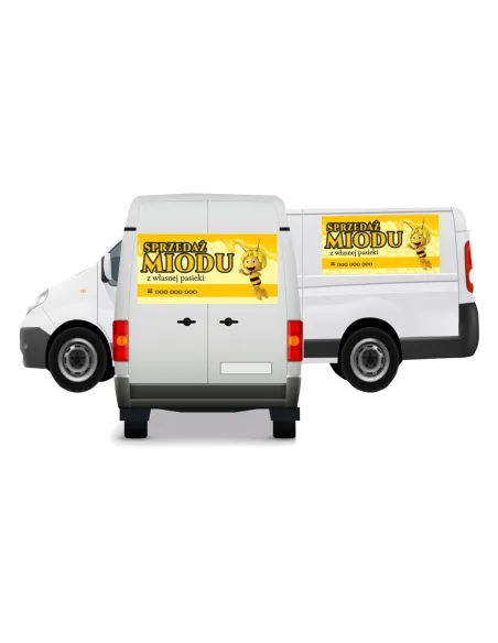Reklama Naklejka na samochód SPRZEDAŻ MIODU