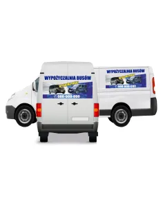 Reklama Naklejka na samochód WYPOŻYCZALNIA BUSÓW