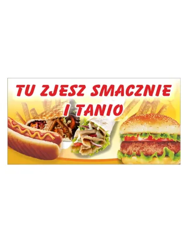 Baner reklamowy gotowe wzory banerów - Tu zjesz smacznie i tanio