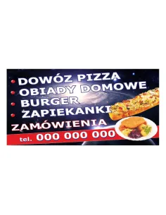 Baner reklamowy gotowe wzory banerów - Dowóz pizza, obiady domowe, burger, zapiekanki