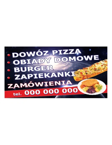 Baner reklamowy gotowe wzory banerów - Dowóz pizza, obiady domowe, burger, zapiekanki