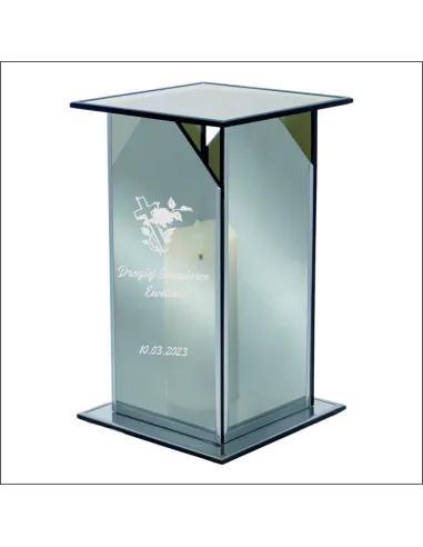 Ekskluzywny lustrzany szklany znicz PERSONALIZOWANY GRAWER dla SZWAGIERKI