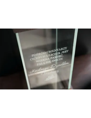 Ekskluzywny lustrzany szklany znicz PERSONALIZOWANY GRAWER dla SZWAGIERKI