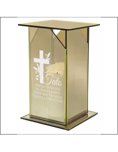 Ekskluzywny znicz z lustrzanym szkłem PERSONALIZOWANY Z GRAWEREM dla TATY