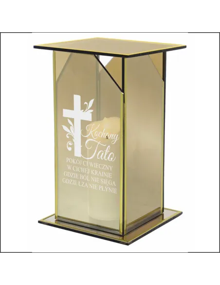 Ekskluzywny znicz z lustrzanym szkłem PERSONALIZOWANY Z GRAWEREM dla TATY