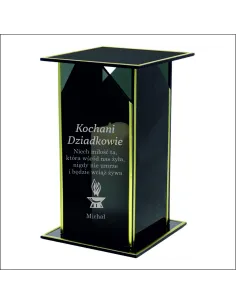 Ekskluzywny znicz z lustrzanym szkłem PERSONALIZOWANY Z GRAWEREM dla DZIADKÓW