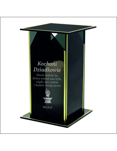 Ekskluzywny znicz z lustrzanym szkłem PERSONALIZOWANY Z GRAWEREM dla DZIADKÓW