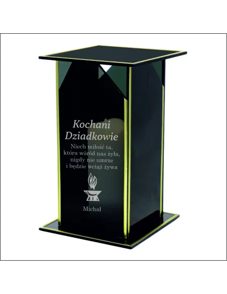 Ekskluzywny znicz z lustrzanym szkłem PERSONALIZOWANY Z GRAWEREM dla DZIADKÓW