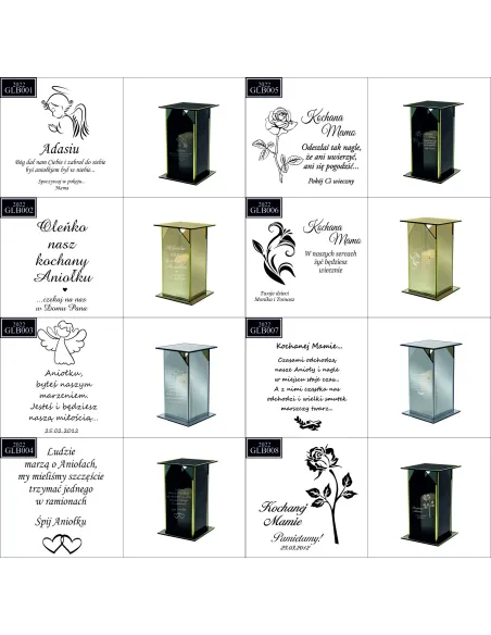 Ekskluzywny znicz z lustrzanym szkłem PERSONALIZOWANY Z GRAWEREM dla DZIADKÓW