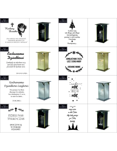 Ekskluzywny znicz z lustrzanym szkłem PERSONALIZOWANY Z GRAWEREM dla DZIADKÓW