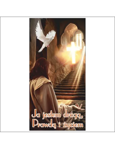 Baner Dekoracja do ołtarza kościoła na Boże Ciało oczkowany 150x300 cm