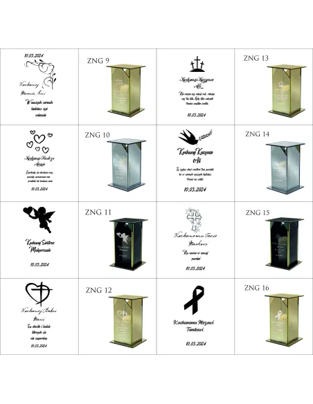 Ekskluzywny znicz z lustrzanym szkłem PERSONALIZOWANY Z GRAWEREM dla DZIADKÓW