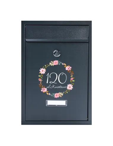 METALOWA SKRZYNKA na listy pocztowa TWÓJ ADRES NADRUK UV antracyt