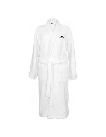 SZLAFROK BIAŁY Z HAFTEM rozmiar S unisex PREZENT DLA ŻONY MRS na święta