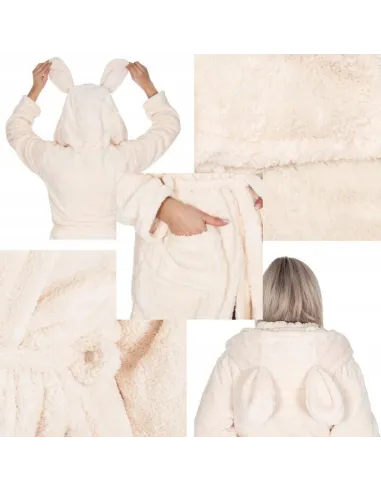 SZLAFROK DAMSKI z uszami Z HAFTEM rozmiar S/M PREZENT DLA ŻONY DZIEWCZYNY