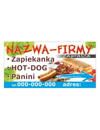 Baner reklamowy gotowe wzory banerów - Zapiekanka, hot-dog, panini