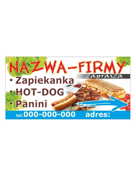 Baner reklamowy gotowe wzory banerów - Zapiekanka, hot-dog, panini
