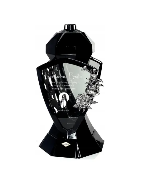 Znicz LUSTRO RÓŻA czarny z grawerem personalizowany DLA BRATA