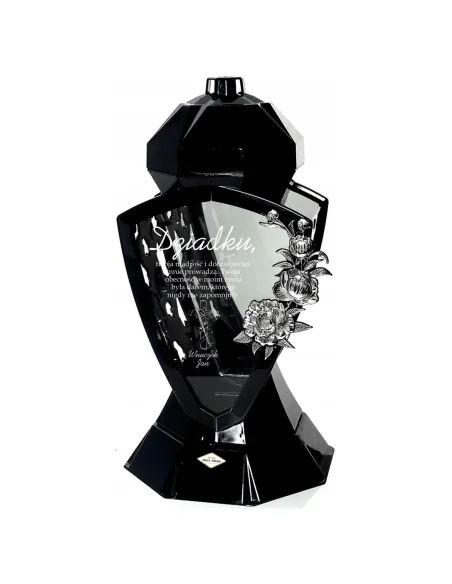 Znicz LUSTRO RÓŻA czarny z grawerem personalizowany DEDYKACJA DLA DZIADKA