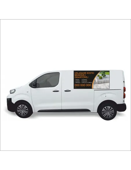 Reklama Naklejka na samochód 0,5 m2 UKŁADANIE KOSTKI BRUKOWEJ