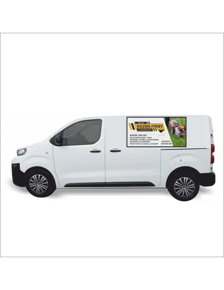 Reklama Naklejka na samochód 0,5 m2 USŁUGI OGRODNICZE