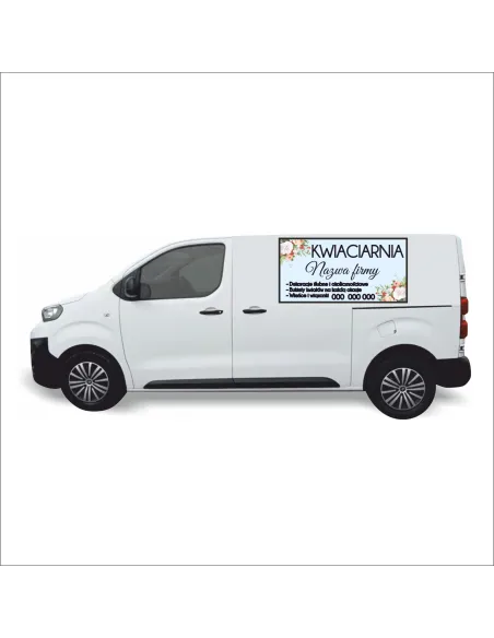 Reklama Naklejka na samochód 0,5 m2 LOKAL KWIECIARNIA
