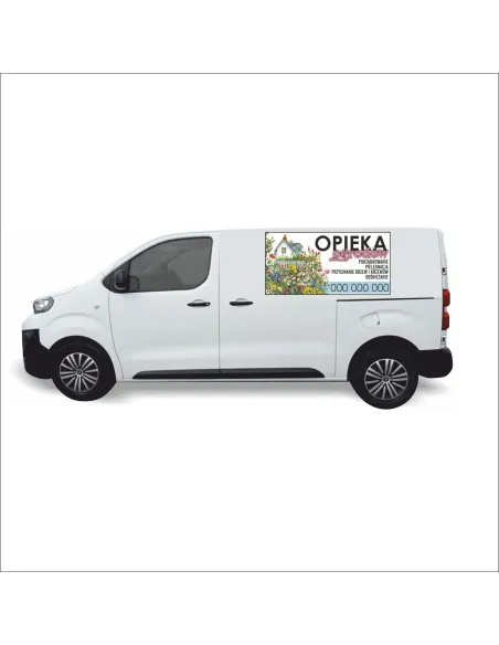 Reklama Naklejka na samochód 0,5 m2 OPIEKA OGRODÓW