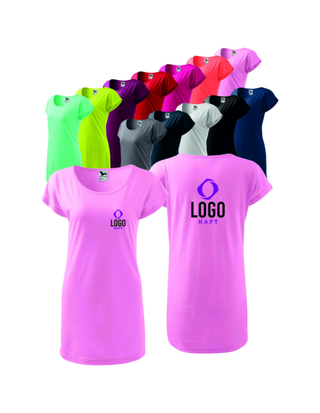 KOSZULKA/SUKIENKA DAMSKA Z WŁASNYM HAFTEM NADRUKIEM LOGO HAFT KOMPUTEROWY