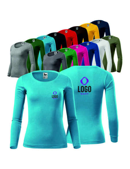 KOSZULKA DAMSKA FIRMOWA Z WŁASNYM HAFTEM NADRUKIEM LOGO