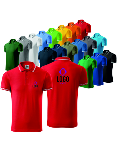 KOSZULKA POLO MĘSKA T-shirt Z NADRUKIEM HAFTEM LOGO 10 SZTUK