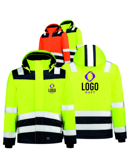 KURTKA OSTRZEGAWCZA Z WŁASNYM HAFTEM NADRUKIEM LOGO 5 SZTUK