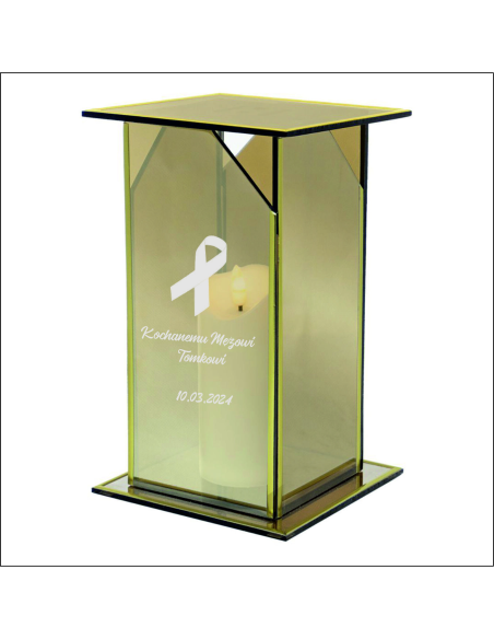 Ekskluzywny lustrzany szklany znicz PERSONALIZOWANY GRAWEROWANY dla MĘŻA