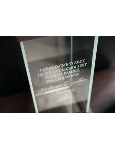 Ekskluzywny lustrzany szklany znicz PERSONALIZOWANY GRAWEROWANY dla MĘŻA