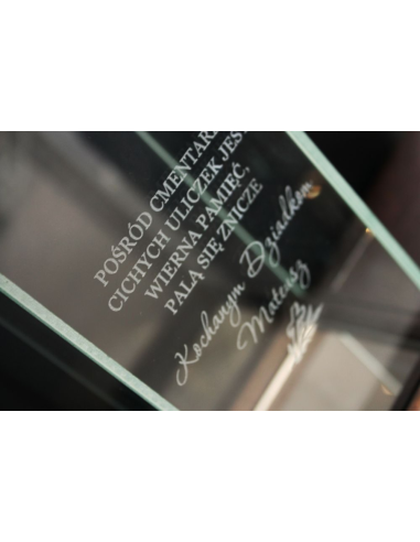 Ekskluzywny lustrzany szklany znicz PERSONALIZOWANY GRAWEROWANY dla MĘŻA