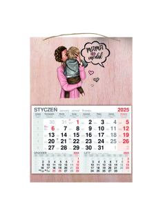 KALENDARZ wiszący 2025 jednodzielny DREWNIANY prezent na DZIEŃ MAMY