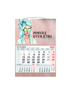 KALENDARZ wiszący 2025 jednodzielny DREWNIANY prezent na DZIEŃ KOBIET