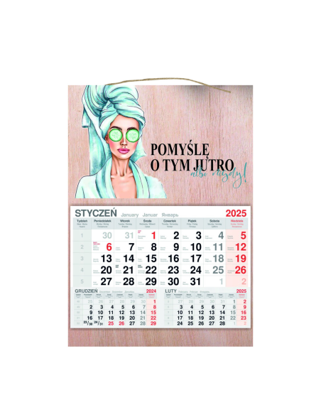 KALENDARZ wiszący 2025 jednodzielny DREWNIANY prezent na DZIEŃ KOBIET