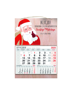 KALENDARZ wiszący 2025 jednodzielny DREWNIANY prezent na ŚWIĘTA MIKOŁAJKI