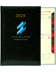 Kalendarz A5 2025 TYGODNIOWY TERMINARZ FIRMOWY LOGO NAZWA FIRMY 50 szt