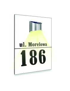 duża biała TABLICZKA podświetlana ADRESOWA twój adres dibond 40x30