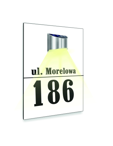 duża biała TABLICZKA podświetlana ADRESOWA twój adres dibond 40x30