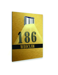 złota TABLICZKA podświetlana ADRESOWA DUŻA twój nr dibond nierdzewna 40x30