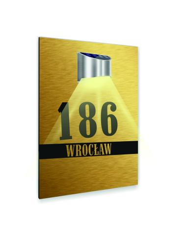 złota TABLICZKA podświetlana ADRESOWA DUŻA twój nr dibond nierdzewna 40x30