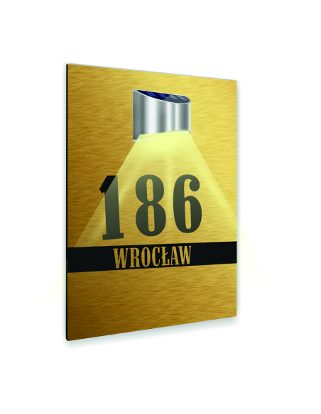 złota TABLICZKA podświetlana ADRESOWA DUŻA twój nr dibond nierdzewna 40x30