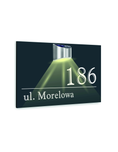 antracyt TABLICZKA ADRESOWA podświetlana lampka numer domu dibond nierdzewna 40x30