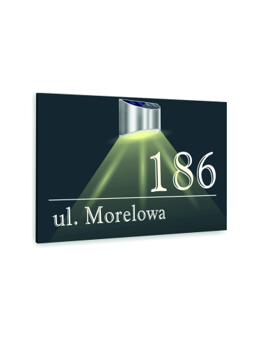 antracyt TABLICZKA ADRESOWA podświetlana lampka numer domu dibond nierdzewna 40x30