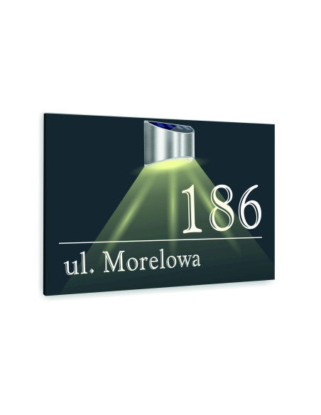 antracyt TABLICZKA ADRESOWA podświetlana lampka numer domu dibond nierdzewna 40x30