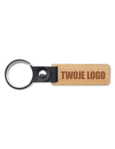 Brelok bambusowy reklamowy gadżet TWOJE LOGO GRAFIKA grawerowany 50 sztuk