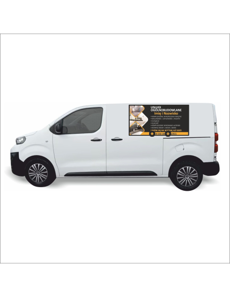 Reklama Naklejka na samochód 0,5 m2 USŁUGI OGÓLNOBUDOWLANE