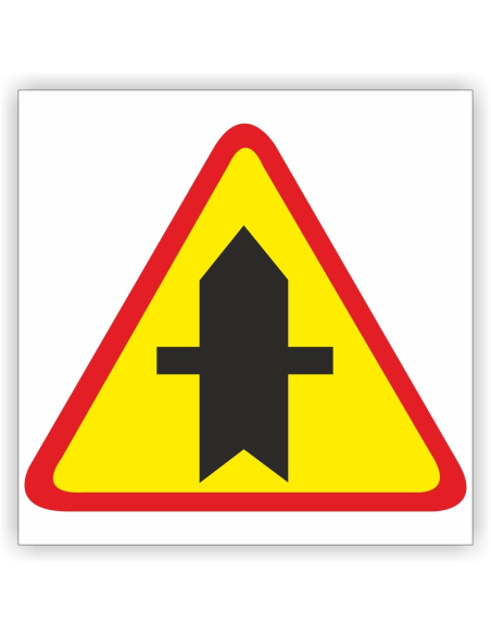 Znak drogowy Tablica informacyjna A-6a skrzyżowanie  z drogą podporzątkowaną występującą po obu stronach 30x30 cm